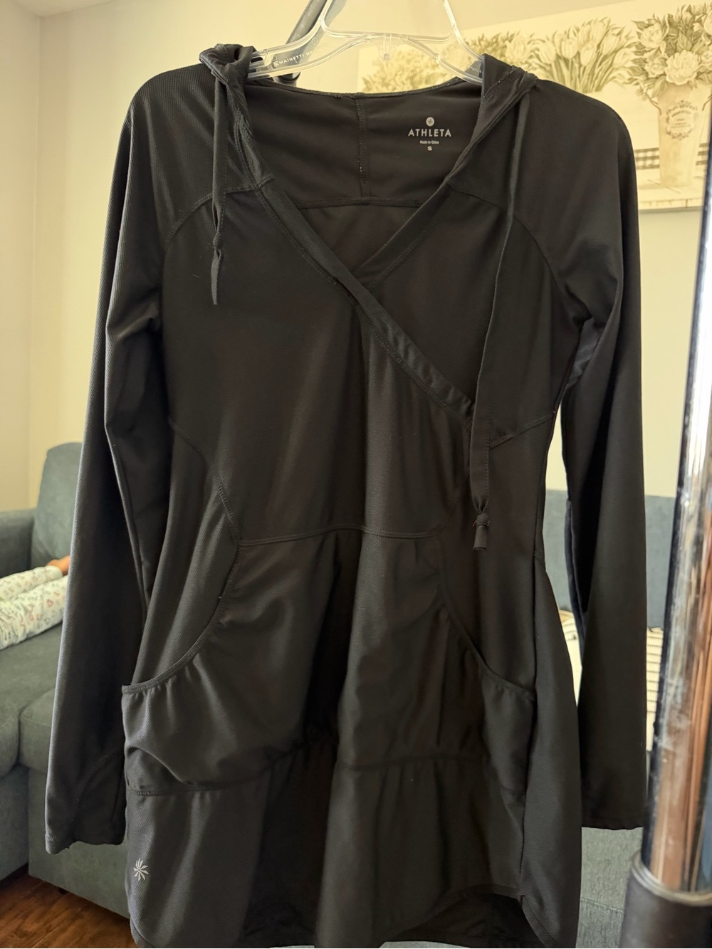 Athleta Black Hooded Swim Coverup tunic/dress